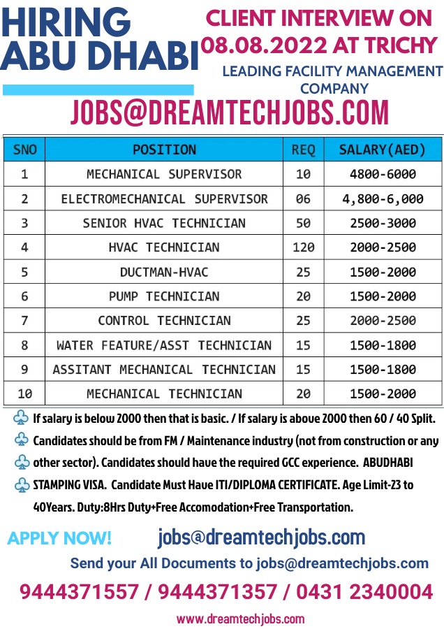 ABU DHABI FACILITY JOB