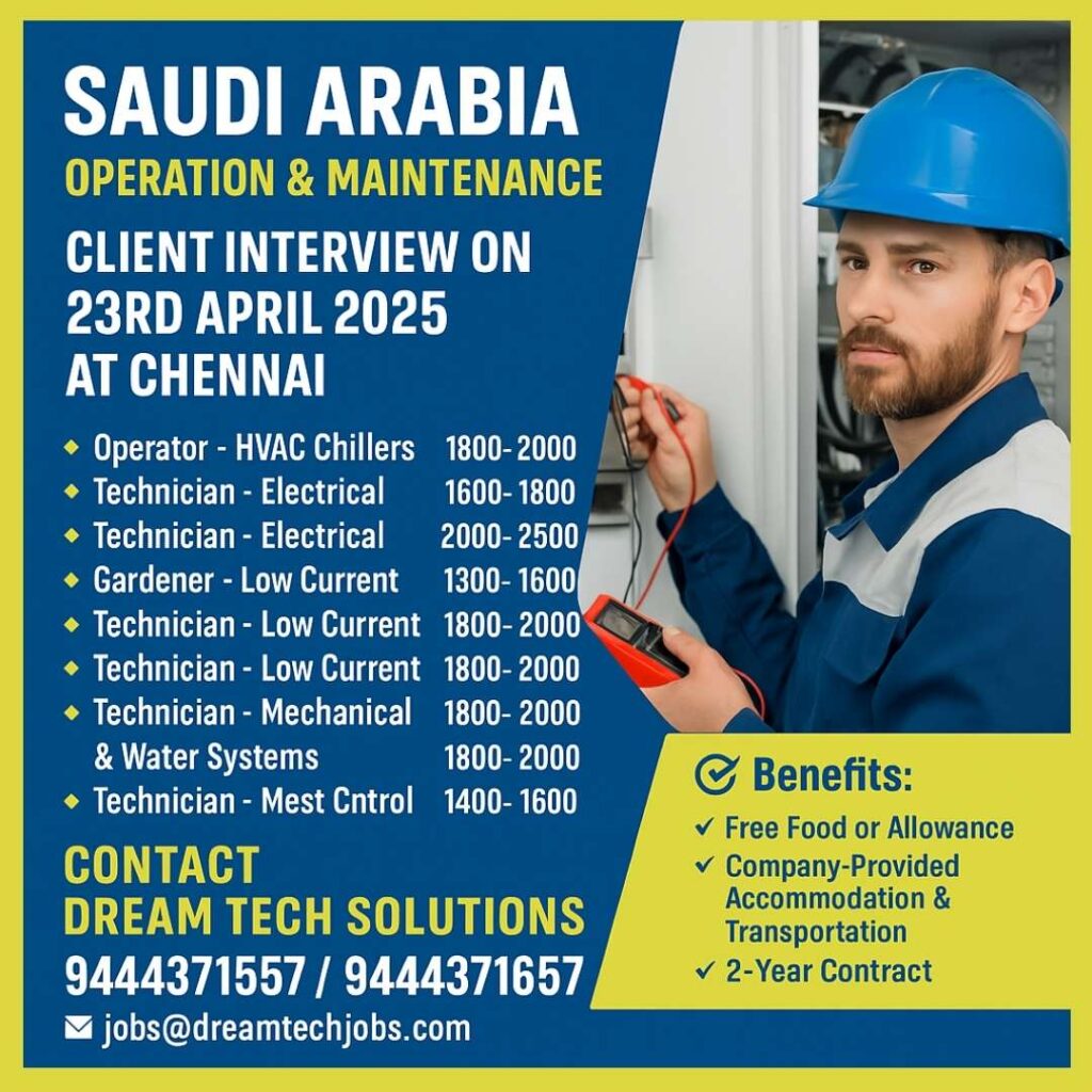 Urgent Hiring for Saudi Arabia