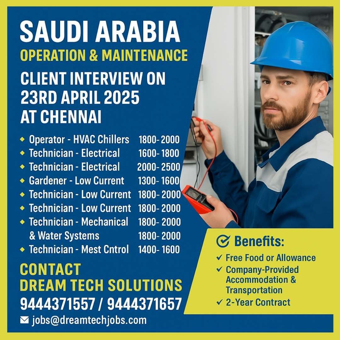 Urgent Hiring for Saudi Arabia