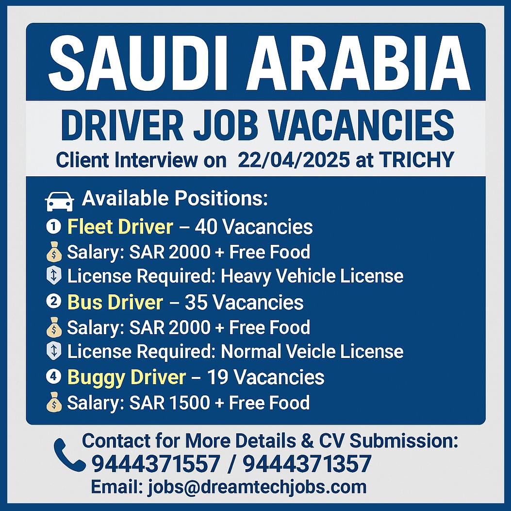 Saudi Arabia driver job vacancies 2025