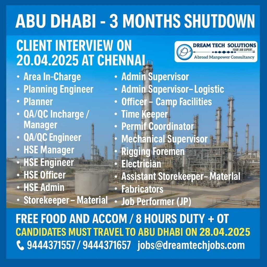 Abu Dhabi shutdown job vacancies 2025