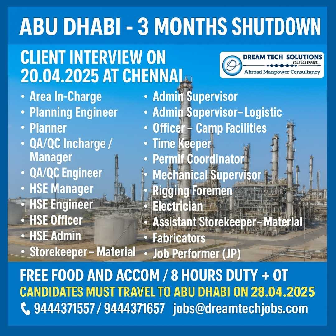 Abu Dhabi shutdown job vacancies 2025
