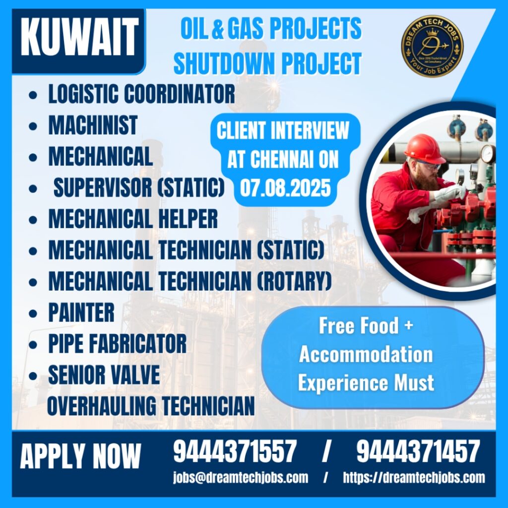 Technician welding a pipe on shutdown project – Kuwait oil & gas shutdown jobs