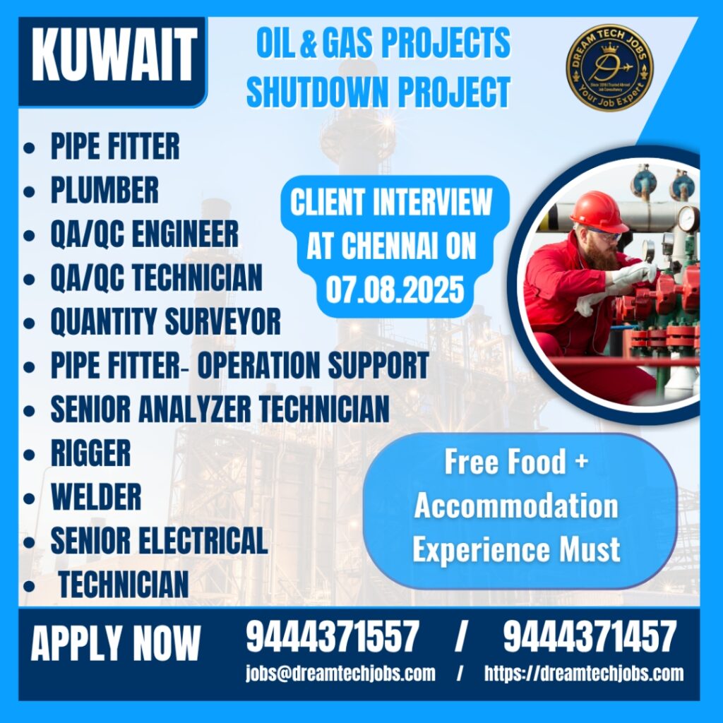 Senior Valve Overhauling Technician inspecting valve – Kuwait shutdown project vacancies