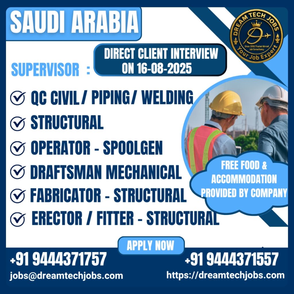Saudi QA/QC & engineering jobs – Walk-in 3 Saudi QA/QC jobs 2025