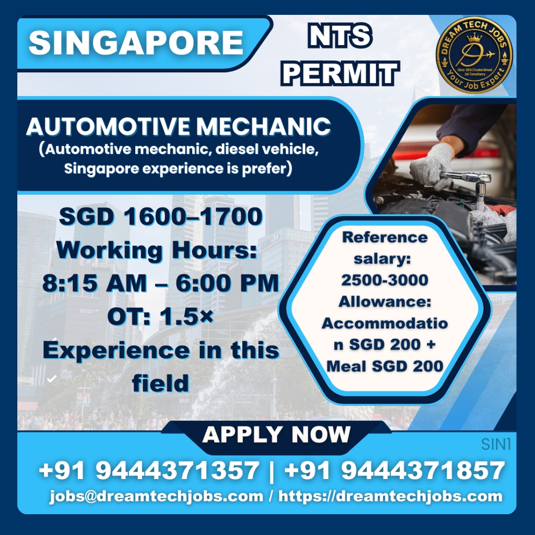 Singapore NTS Permit automotive mechanic jobs