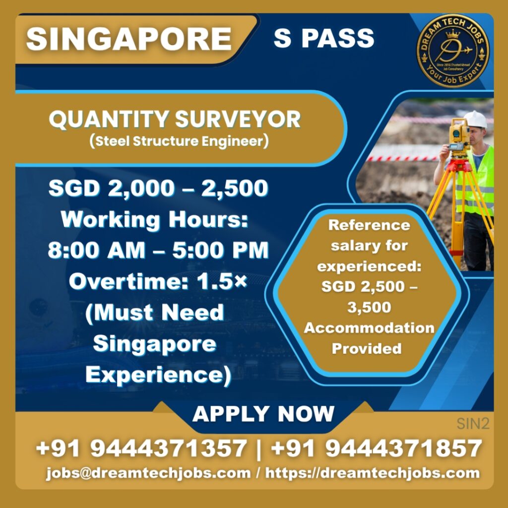 Singapore S Pass quantity surveyor jobs