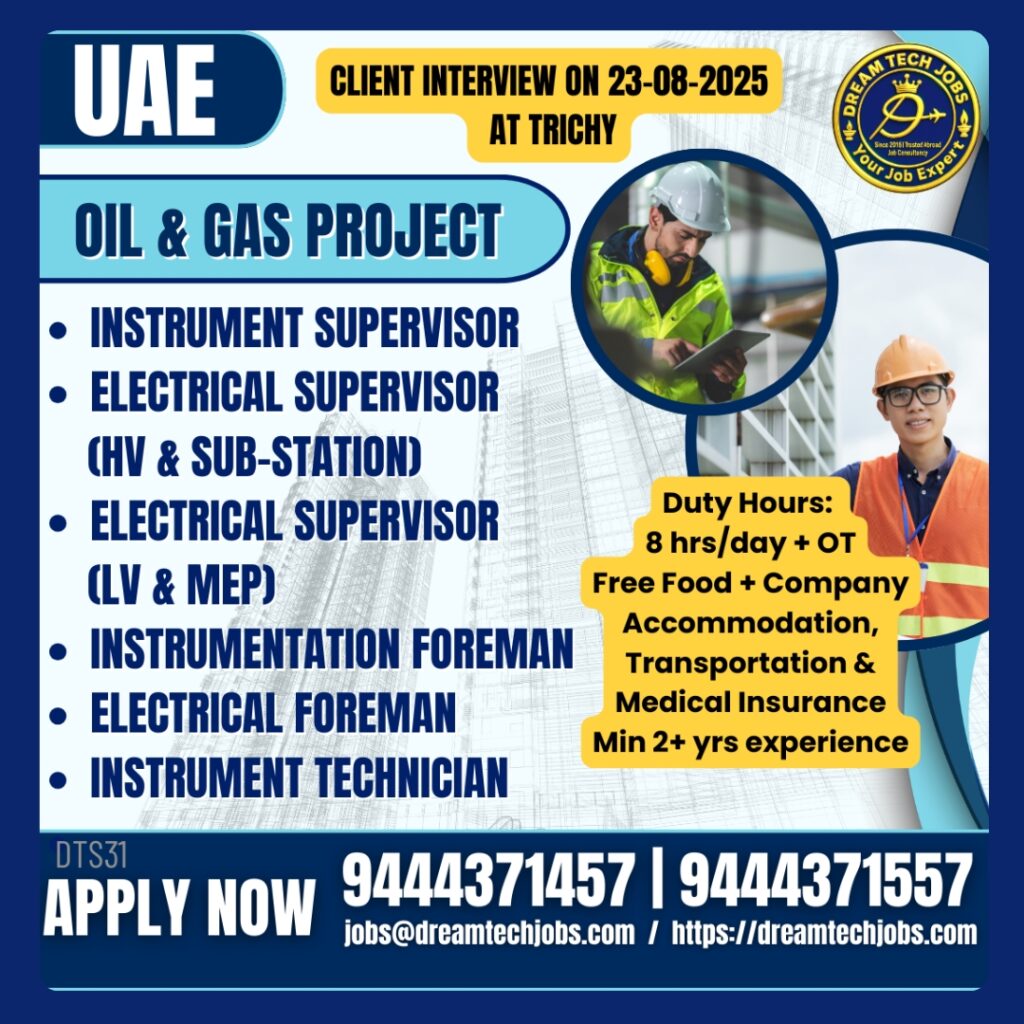 UAE oil & gas jobs 2025 – Walk-in Trichy 2 UAE oil & gas jobs 2025