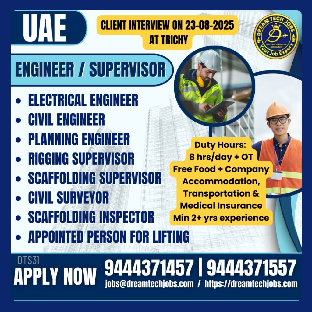 UAE Oil & Gas Project – Engineers Supervisors & Technicians