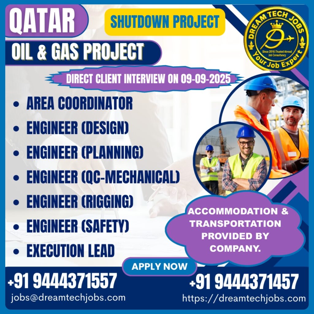 Qatar shutdown project jobs 2025 – Walk-in Trichy 4 Qatar shutdown project jobs 2025 – Walk-in Trichy