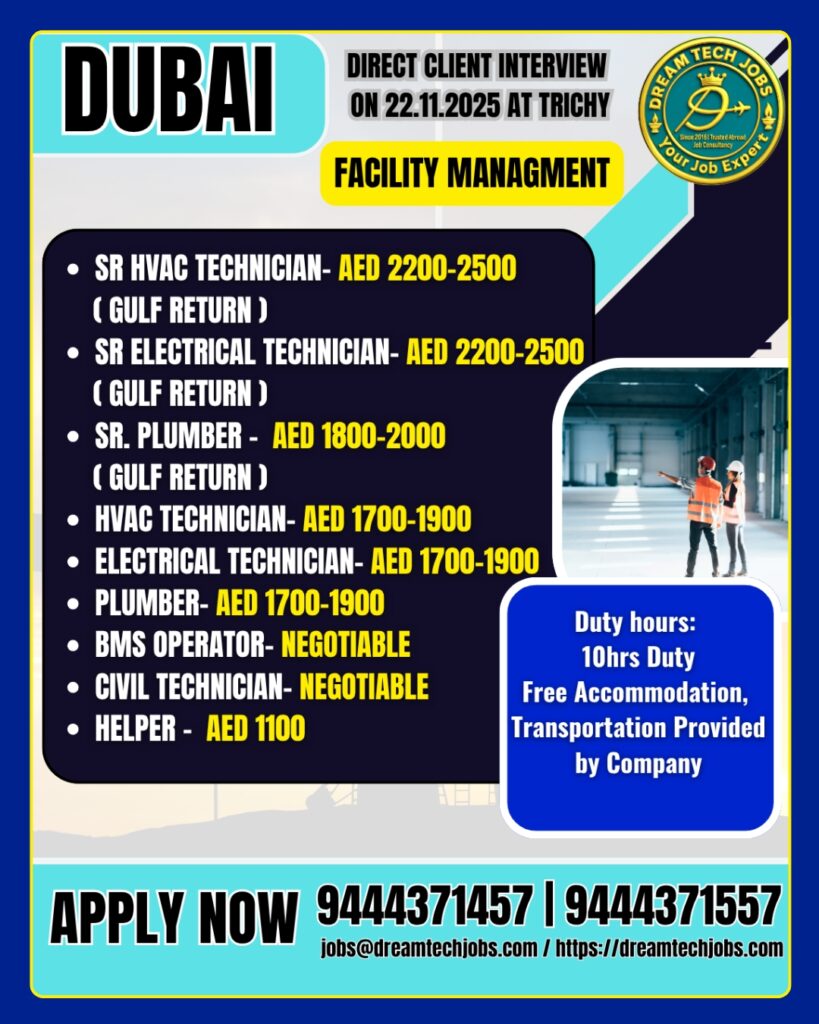 Dubai Facility Management Jobs Employment Visa