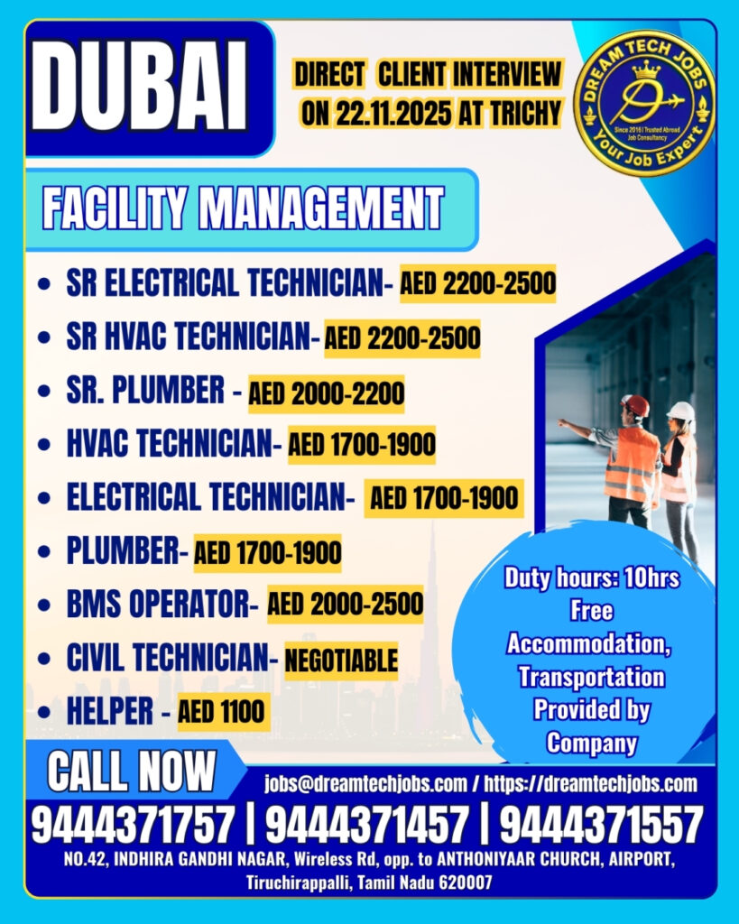 Dubai Facility Management Jobs – Employment Visa