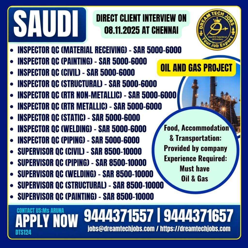 Saudi Oil and Gas QC Inspector a