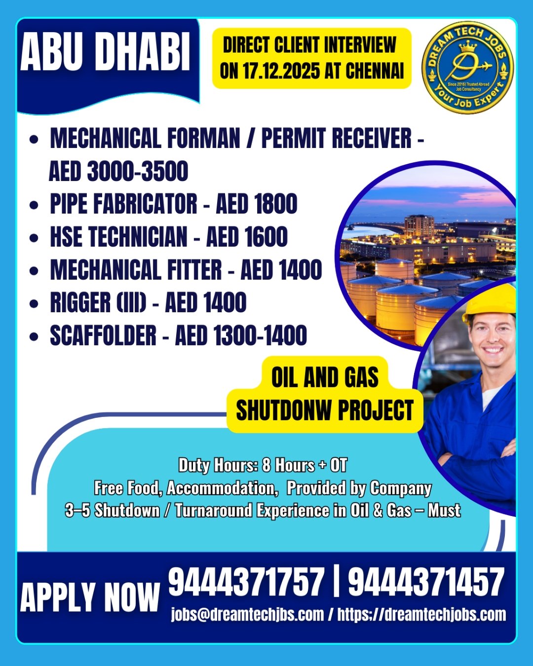 abu dhabi oil and gas shutdown jobs 2025