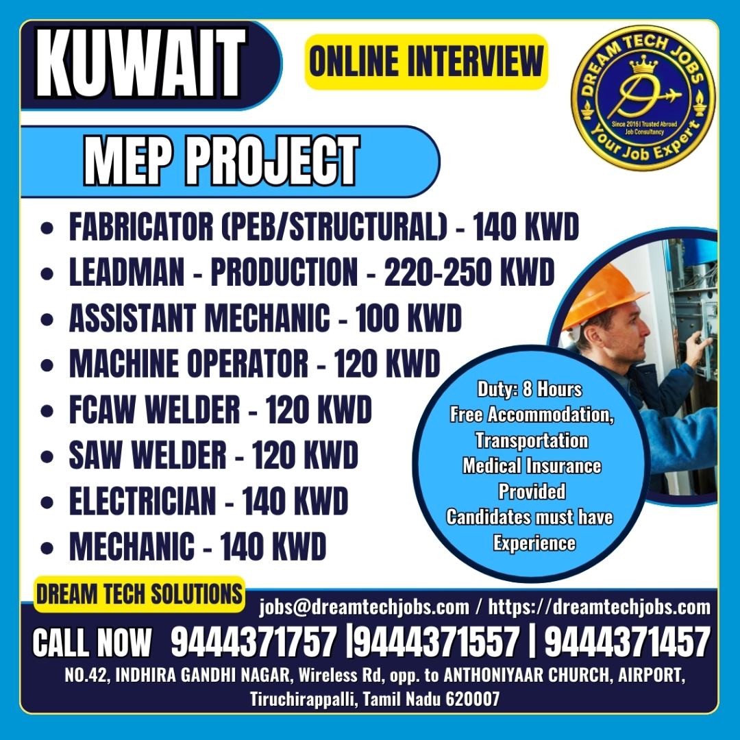 Bahrain hospital maintenance jobs for Indians