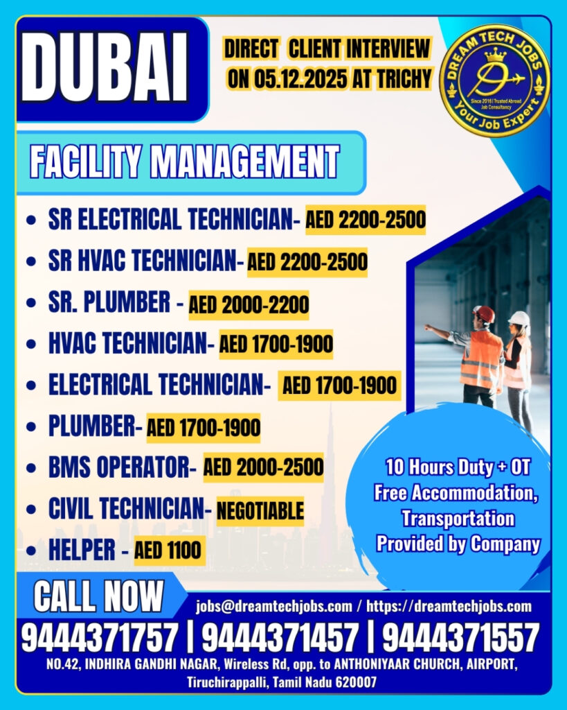 Direct client interview Dubai jobs Trichy