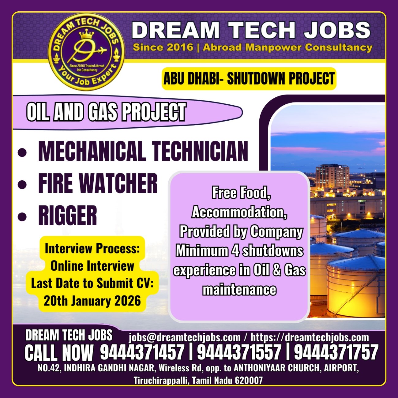 Abu Dhabi Shutdown Oil and Gas Jobs 2026