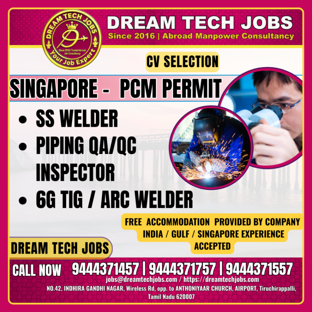 Singapore PCM Permit Welder Jobs 2025 13 SINGAPORE CV1