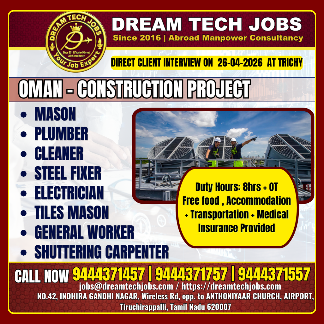 Gulf construction jobs for Indian workers 2026 direct interview