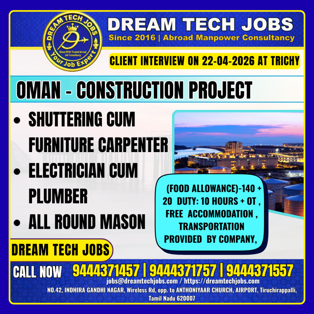 Abroad manpower consultancy jobs Tamil Nadu