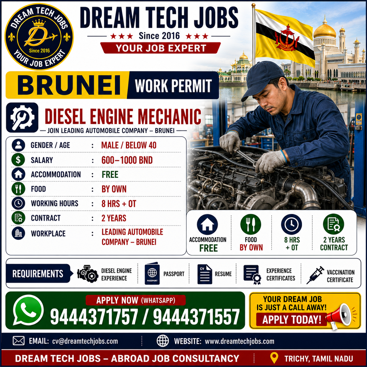 Brunei Diesel Engine Mechanic Jobs 2026 1 Brunei Diesel Engine Mechanic Jobs 2026