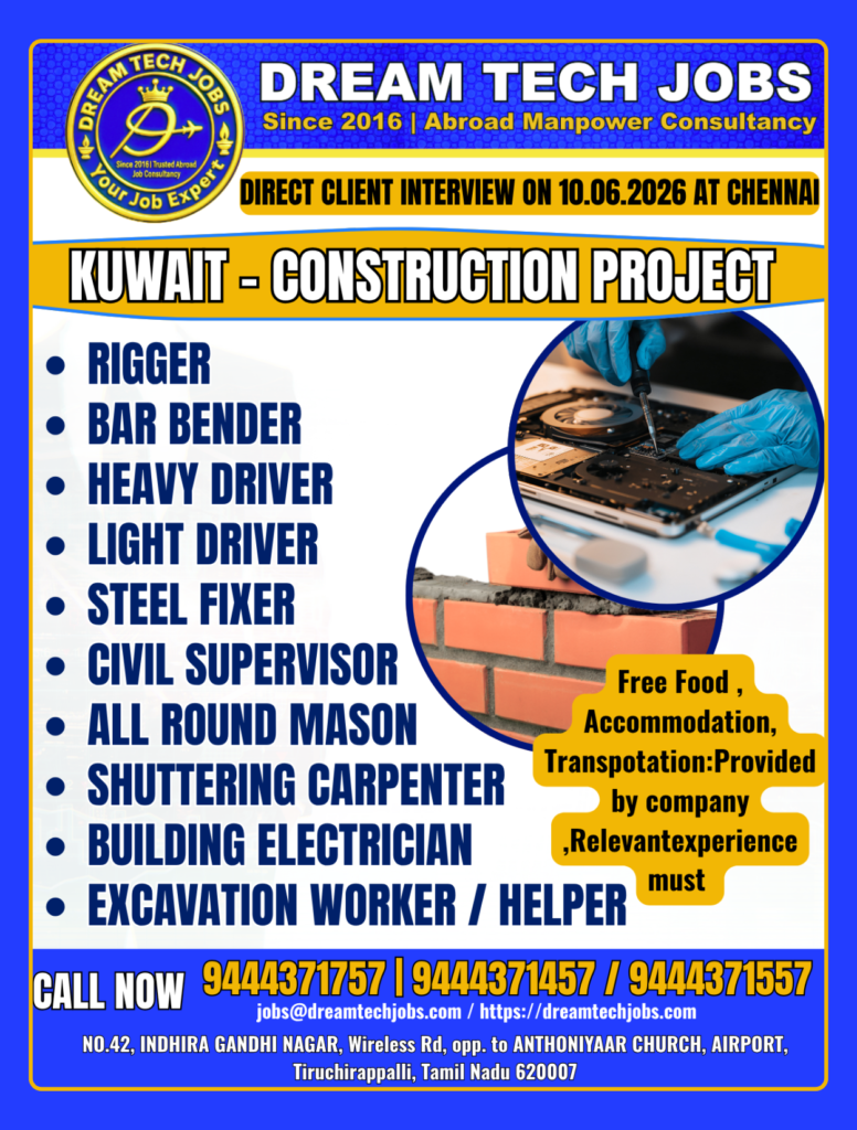 Kuwait construction jobs for Indians 2026 7 KUWAIT10.06.2026