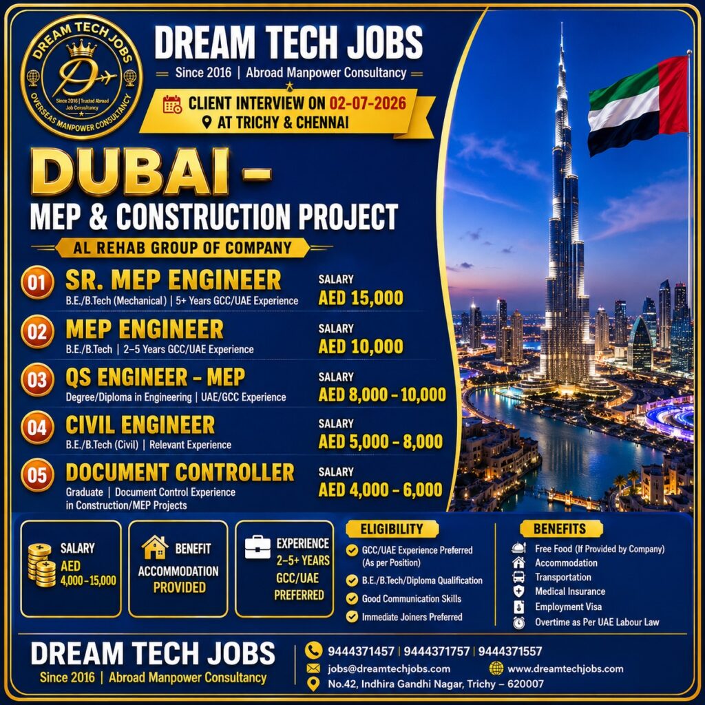 Sr. MEP Engineer Jobs in uae 2026 | Dream Tech Jobs Trichy 7 dtsp featured 31819 1782722371