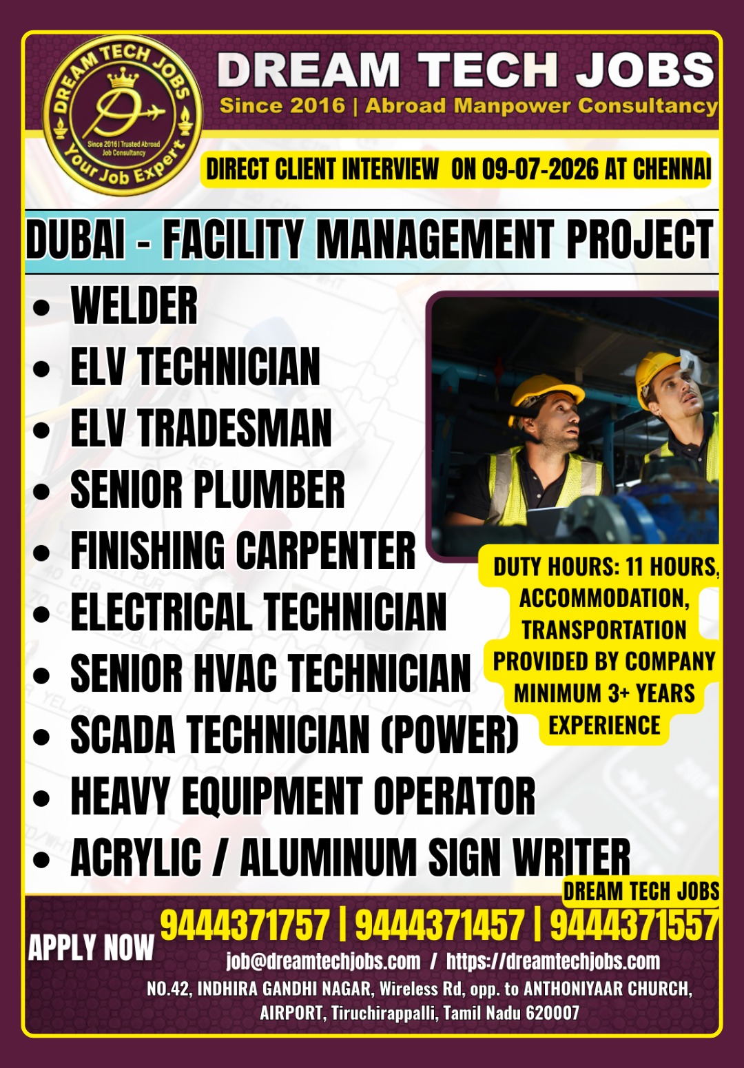 welder jobs in dubai 2026 | Dream Tech Jobs Trichy