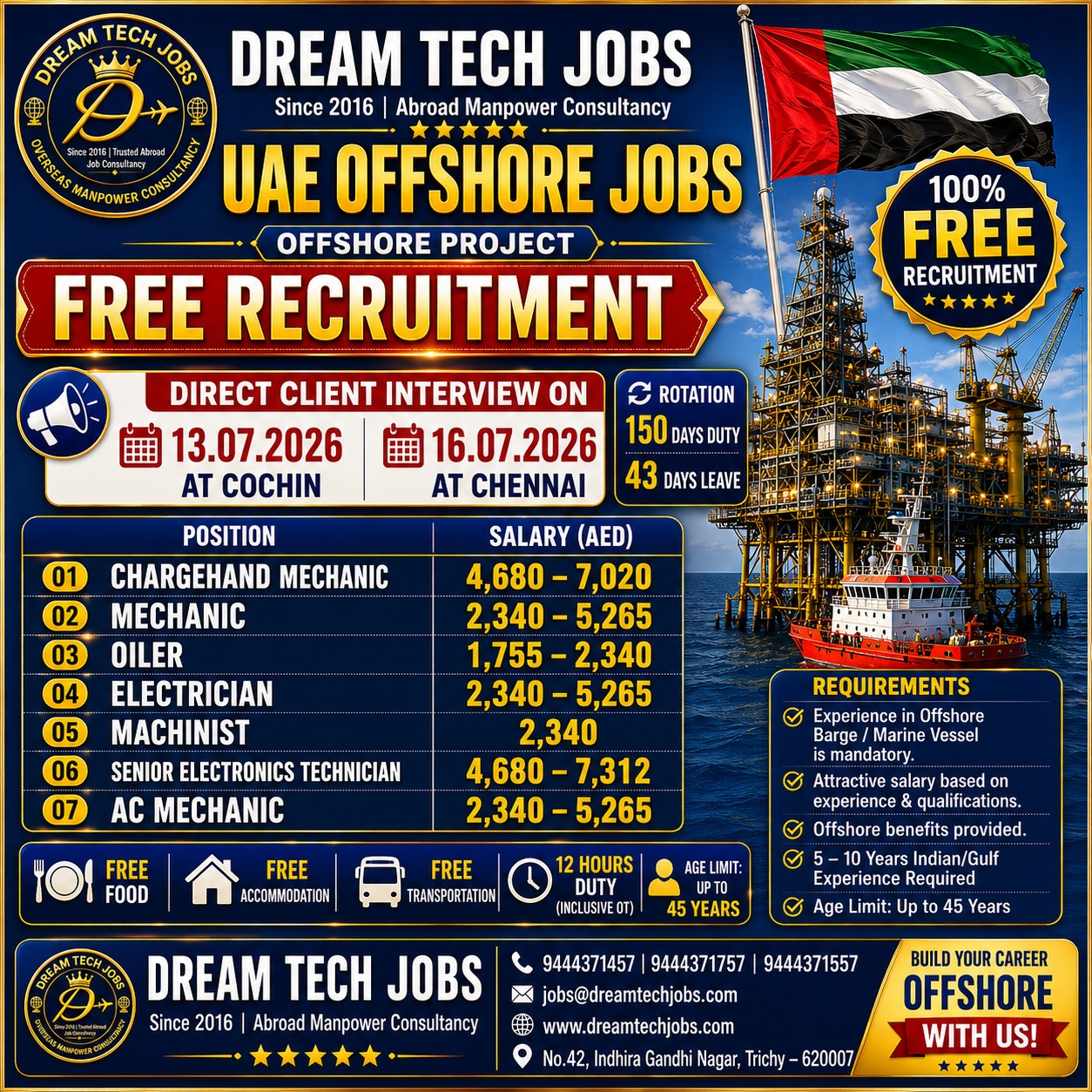 Chargehand Mechanic Jobs in uae 2026 | Dream Tech Jobs Trichy