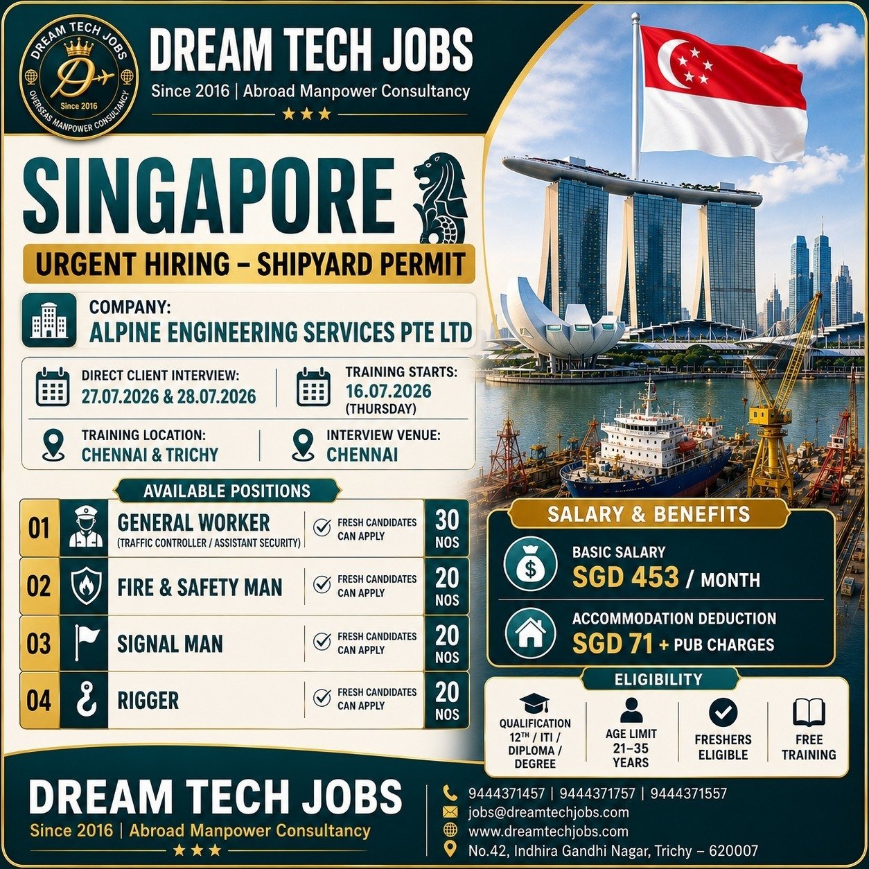 General Worker Jobs in Singapore 2026 | Dream Tech Jobs Trichy 2 General Worker Jobs in Singapore 2026 | Dream Tech Jobs Trichy