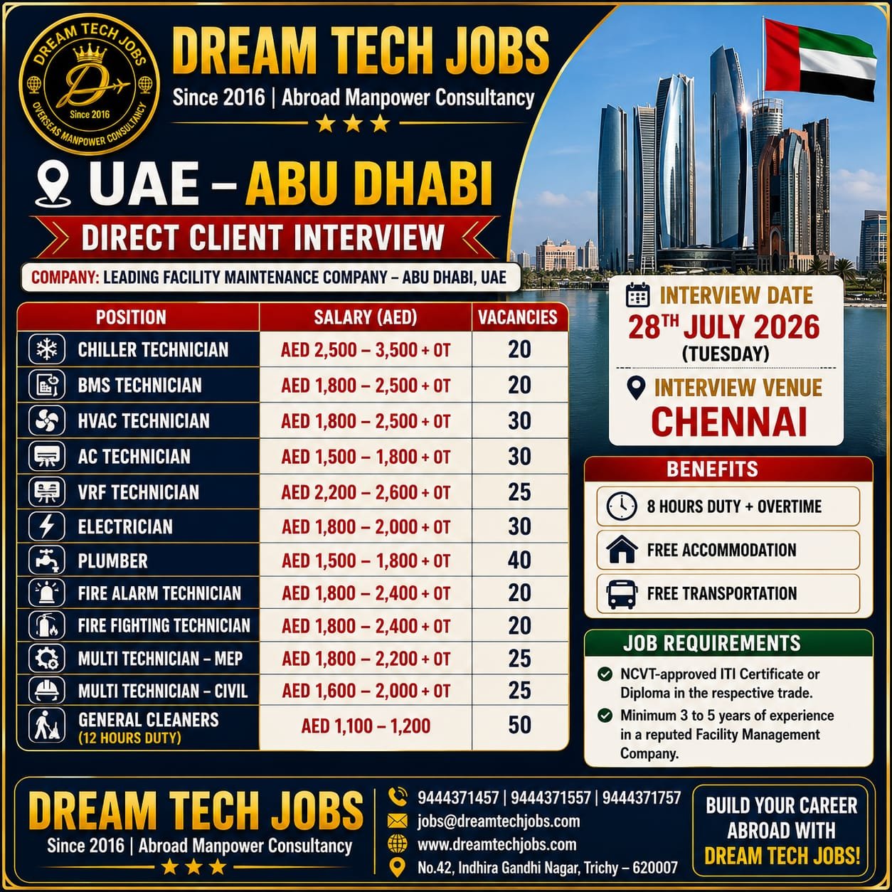Chiller Technician Jobs in UAE 2026 | Dream Tech Jobs Trichy 2 Chiller Technician Jobs in UAE 2026 | Dream Tech Jobs Trichy