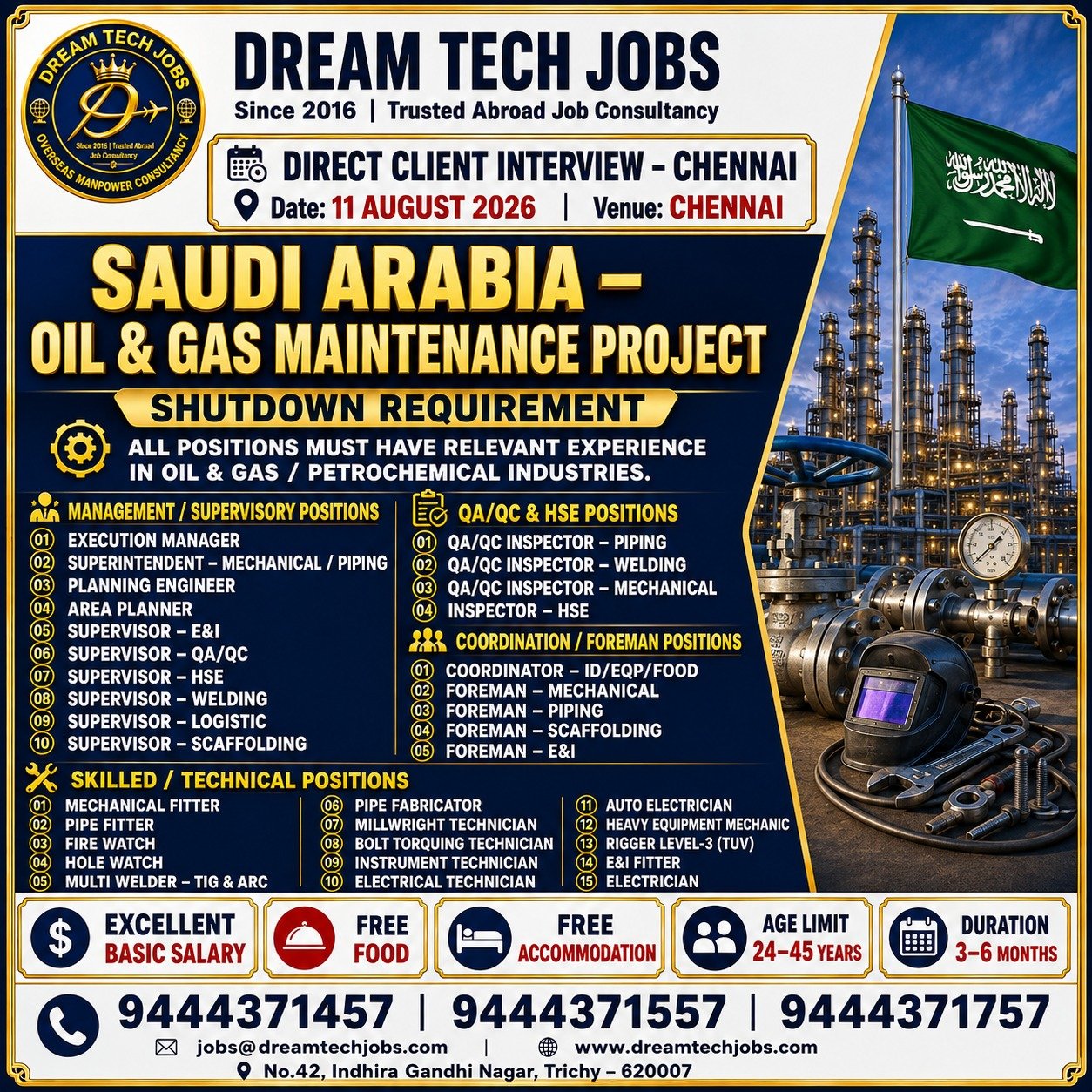 Project Manager Jobs in Saudi Arabia 2026 | Dream Tech Jobs Trichy