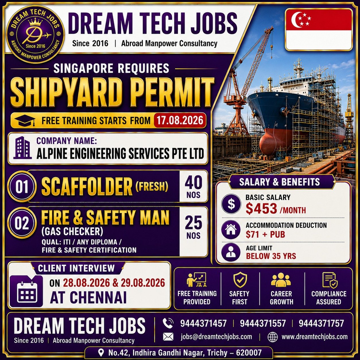 Scaffolder Jobs in Singapore 2026 | Dream Tech Jobs Trichy 2 Scaffolder Jobs in Singapore 2026 | Dream Tech Jobs Trichy