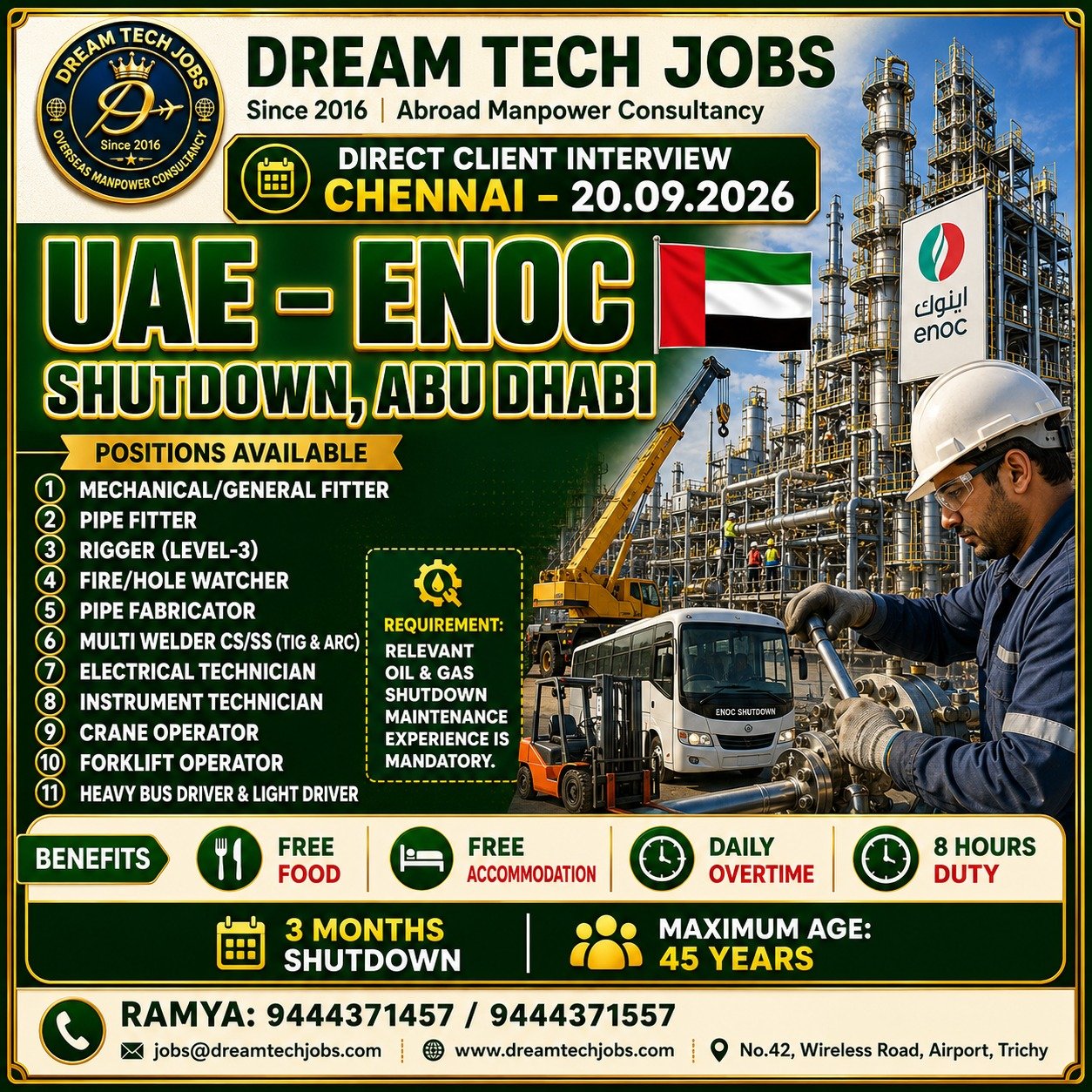 Mechanical/General Fitter Jobs in UAE 2026 | Dream Tech Jobs Trichy 2 Mechanical/General Fitter Jobs in UAE 2026 | Dream Tech Jobs Trichy