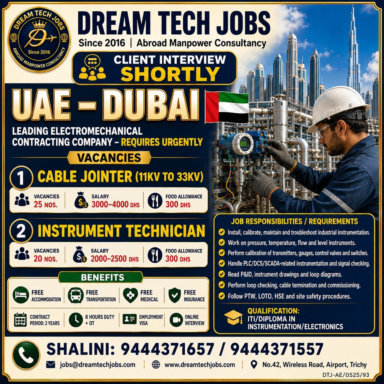 Cable Jointer Jobs in UAE 2026 | Dream Tech Jobs Trichy