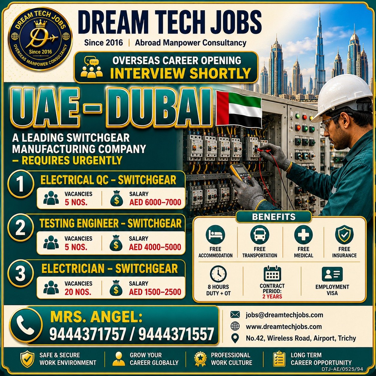 Electrical QC Jobs in UAE 2026 | Dream Tech Jobs Trichy 2 Electrical QC Jobs in UAE 2026 | Dream Tech Jobs Trichy