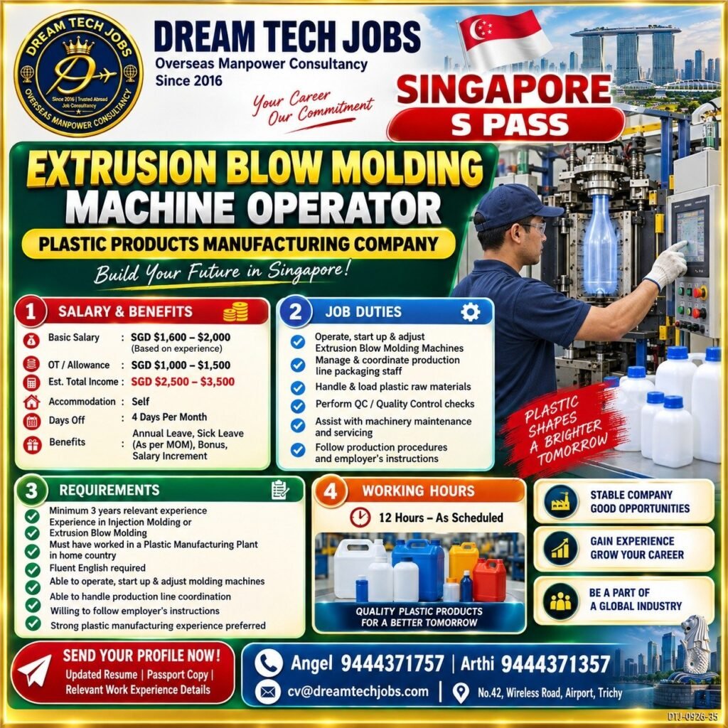 Extrusion Blow Molding Machine Operator Jobs in Singapore 2026 | Dream Tech Jobs Trichy 7 dtsp featured 32590 1789733764